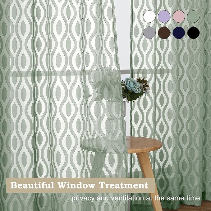 Aiyufeng Green Sheer Curtains 72 Inches Long 2 Panels Set, Lightweight Clip - Image 7