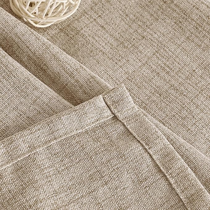 YoungsTex Oatmeal Linen Semi Sheer Curtains 63 Inch Length - Image 9