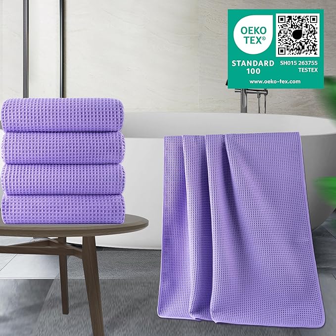POLYTE Microfiber Oversize Quick Dry Lint Free Bath Towel, 60 x 30 in, 4 Pack - Image 5