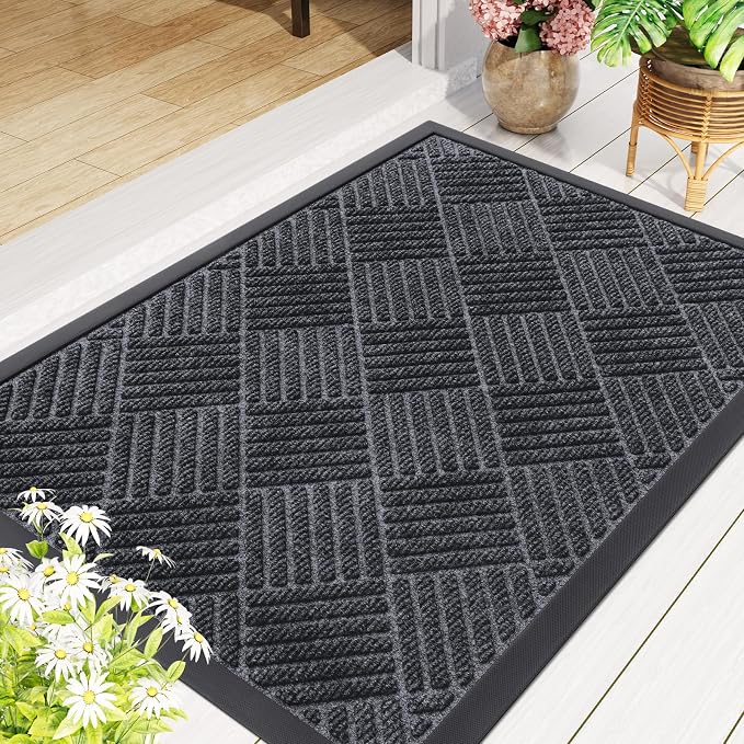 Smiry Front Door Mat Outside Entrance, Heavy Duty Outdoor Indoor Natural Rubber - Image 8
