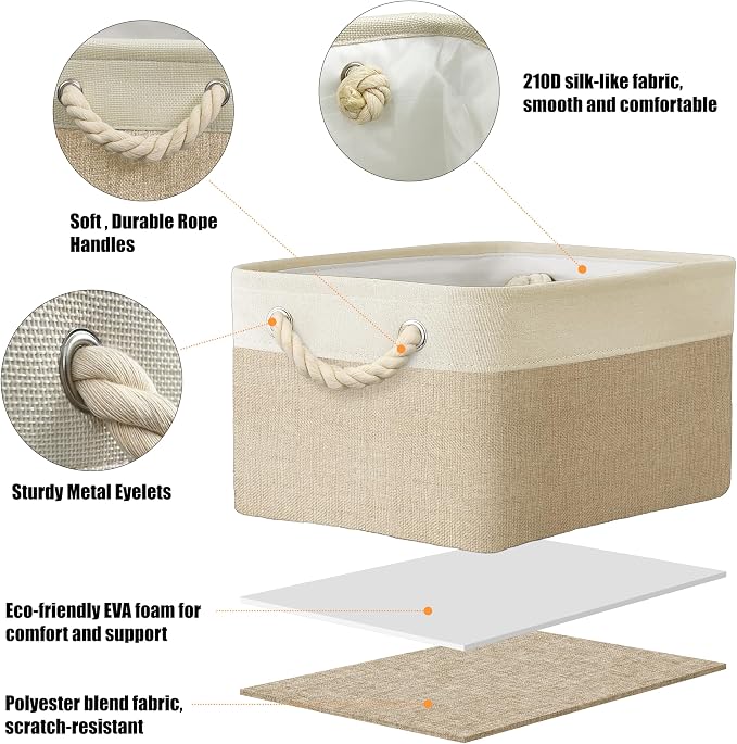 SIMPLE HOUSEWARE Large Fabric Storage Bin, 15.7" x 12" - Image 3