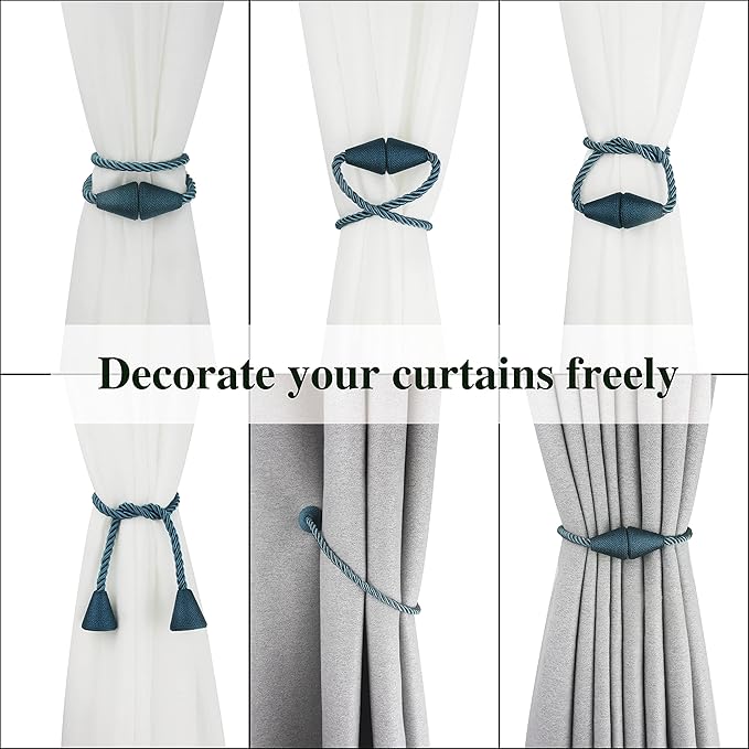 6 Pack Magnetic Curtain Tiebacks Rope Modern Handmade Curtain Tie Backs - Image 5
