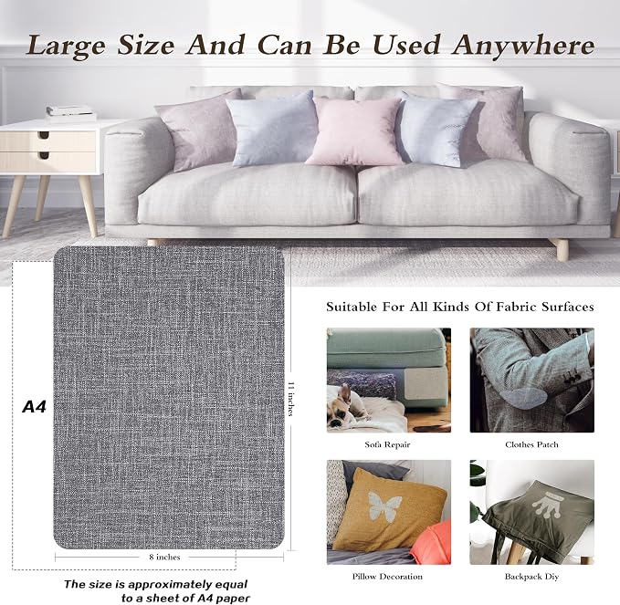 Fine Linen Repair Patches, Self-Adhesive Linen Fabric Patches, 8X11 inch Extra - Image 4