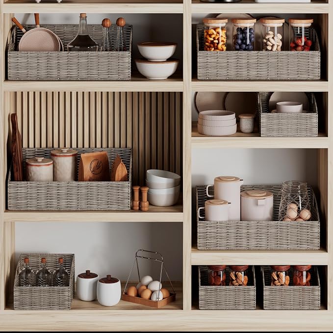 Ollieroo Rattan Storage Baskets, Handwoven Wicker Storage Bins - Image 4