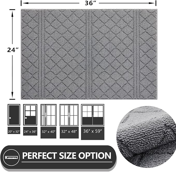 REFETONE Indoor Doormat, Front Back Door Mat 24"x36" Absorbent Rubber Backing - Image 2