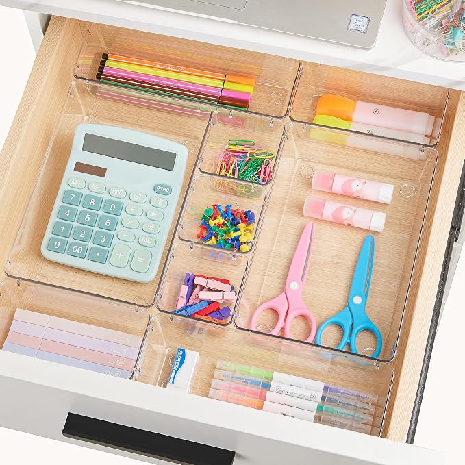 Vtopmart 15 PCS Clear Plastic Drawer Organizers Set, 4-Size Versatile Bathroom - Image 5