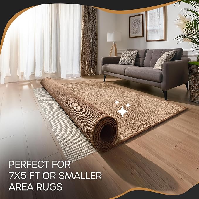 Nevlers 5'x7' White Anti Slip Rug Mat Non Skid Design | PVC Non Slip Rug Pads | - Image 9