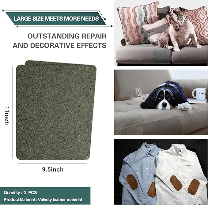 Azobur Couch Patch Repair Fabric, Microfiber Fabric, Self-Adhesive, - Image 2