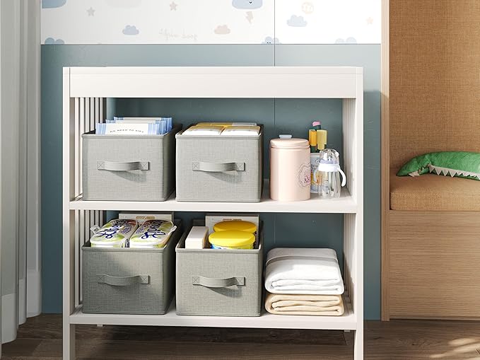 3 Pack Fabric Storage Bins for Shelves | 16.25x12x10in Closet Storage Baskets | - Image 7