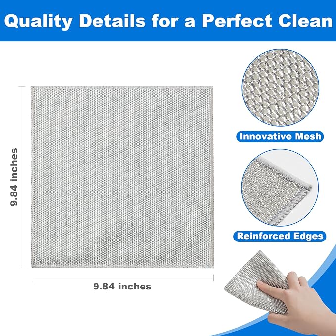 JOYMOOP Dual-Sided Silver Microfiber Cleaning Cloth, Reusable Non-Scratch - Image 7