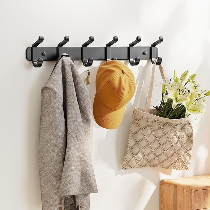 Coat Rack Wall Mounted Heavy-Duty: Metal Coat Hanger 6 Hooks - Image 5