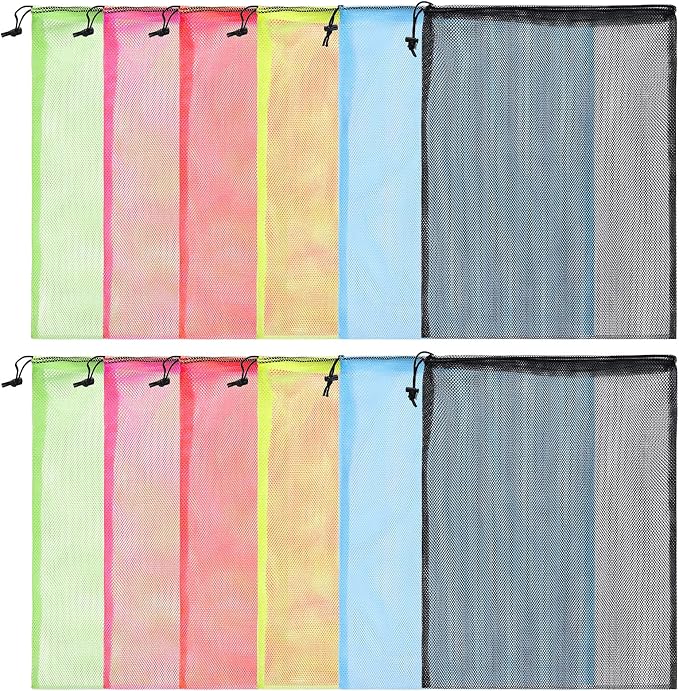 12Pcs Mesh Laundry Drawstring Bag, Nylon Drawstring Gym Bag by DancingaColorfulLifeinSpiritualWorld