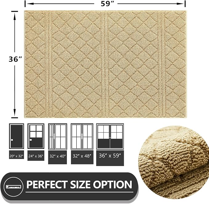 REFETONE Indoor Doormat, Front Back Door Mat 36"x59" Absorbent Rubber Backing - Image 2