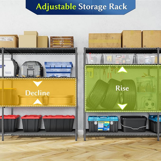 52.36''W Storage Shelves Metal Shelving Unit Load 1120LBS 4 Tier Wire Shelving - Image 4