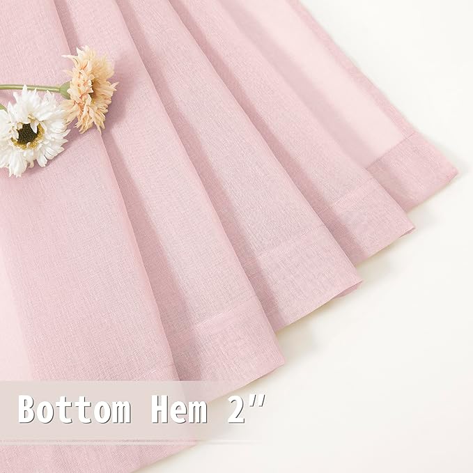 Tollpiz Short Sheer Door Curtains Closet Linen Textured Curtains Sheer Doorway - Image 7