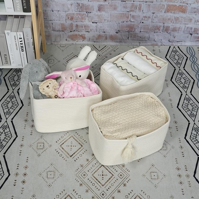 Cotton Rope storage Basket Bins Woven Basket - Image 4