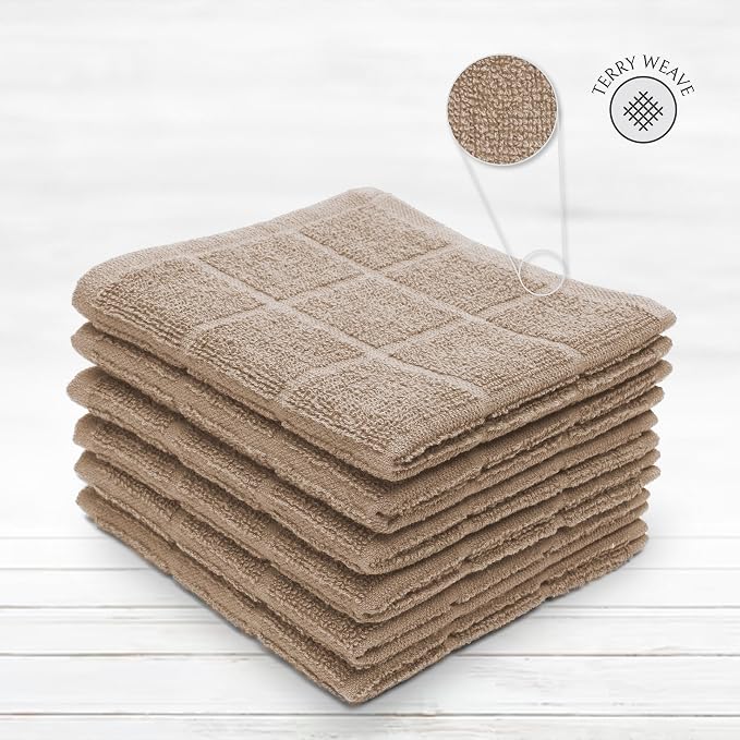 100% Cotton Terry Dish Cloth & Dish Towel, 6 Pack, Super Soft and Absorbent - Image 3