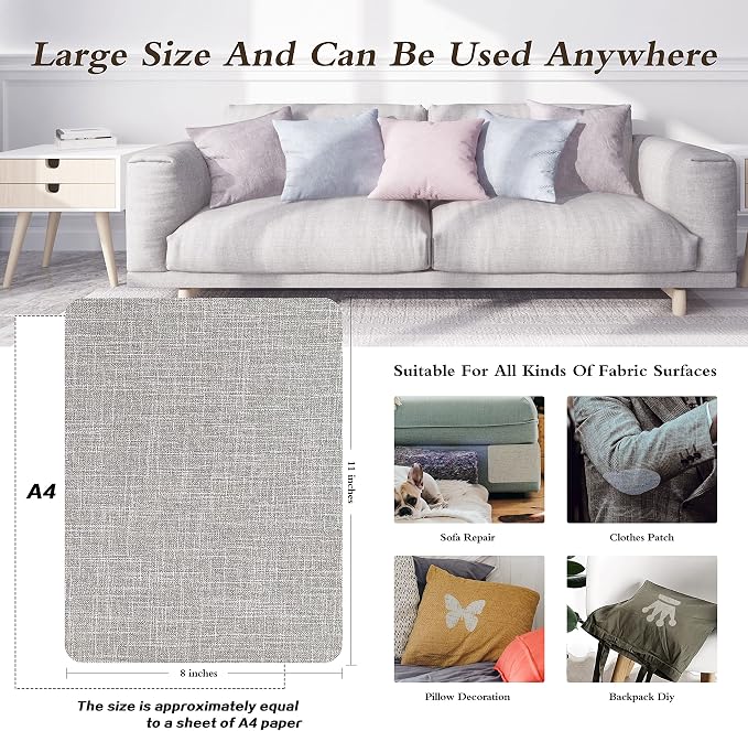 KING MOUNTAIN Fine Linen Fabric Patches, Self-Adhesive, 8x11 inch, - Image 4