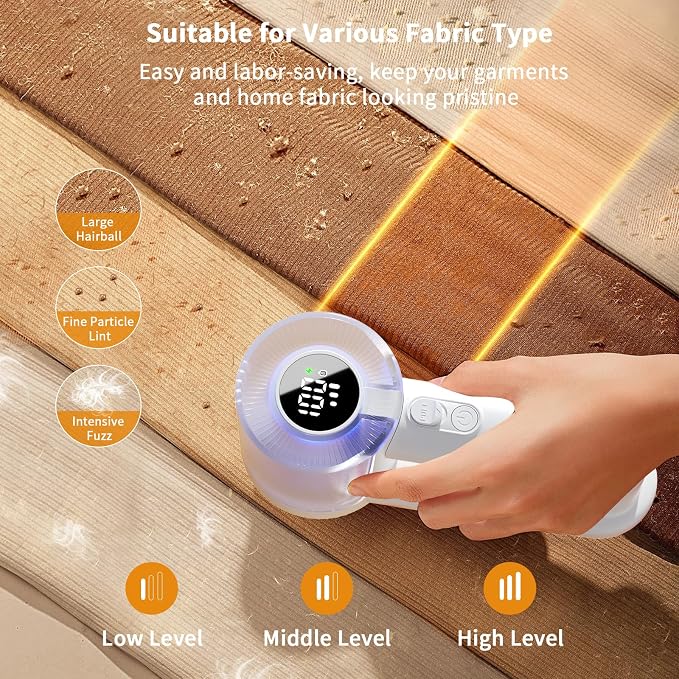 coldSky Electric Fabric Shaver & Lint Remover, Rechargeable Portable 3-Speed - Image 3