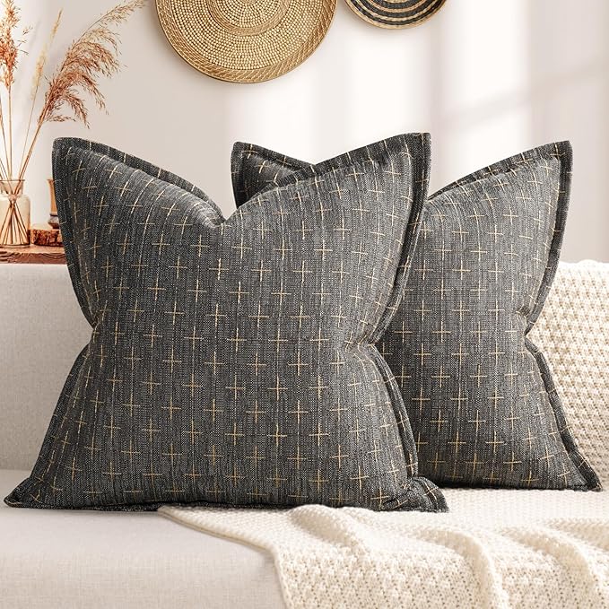 ZWJD Pillow Covers 22x22 Set of 2 Soft Polyester Textured Pillow Covers by ZWJD