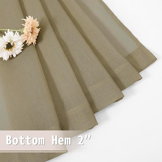 Tollpiz Sheer Door Curtain Closet Linen Textured Curtains Sheer Doorway Light - Image 7