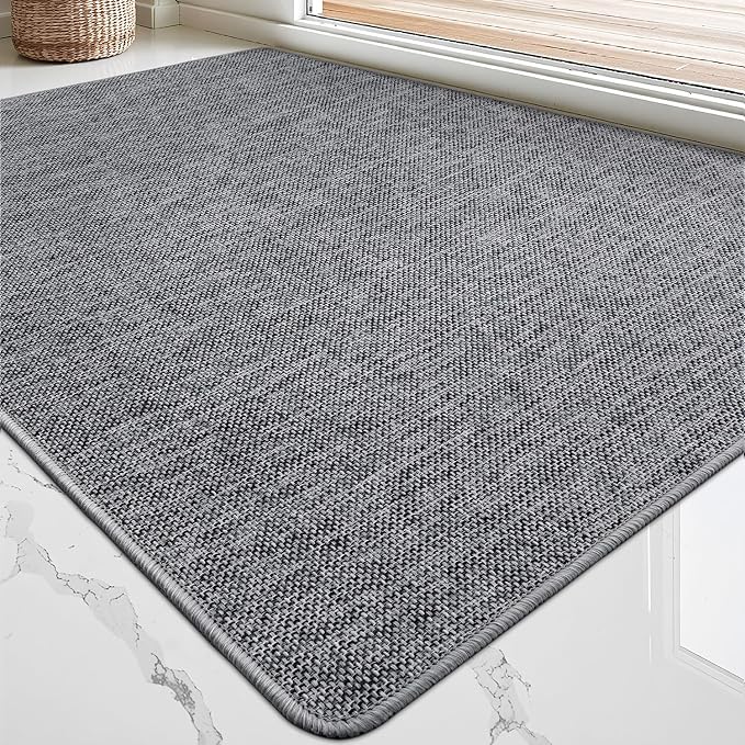 LUMI Ultra Thin Door Mat for Entryway, Low Profile Non Slip Rubber Backing by LUMI