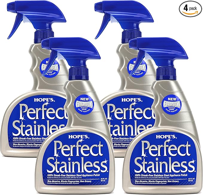 HOPE'S Perfect Stainless Steel Cleaner 22-Ounce, Streak-Free Self-Polishing by Hopes