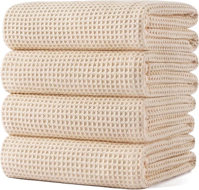 POLYTE Microfiber Oversize Quick Dry Lint Free Bath Towel, 60 x 30 in, 4 Pack by Polyte