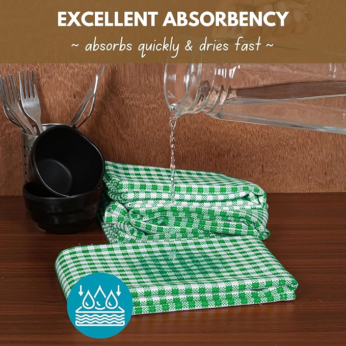Native Fab Set of 12 Gingham Mini Check Kitchen Towels 16"x26" - Image 4