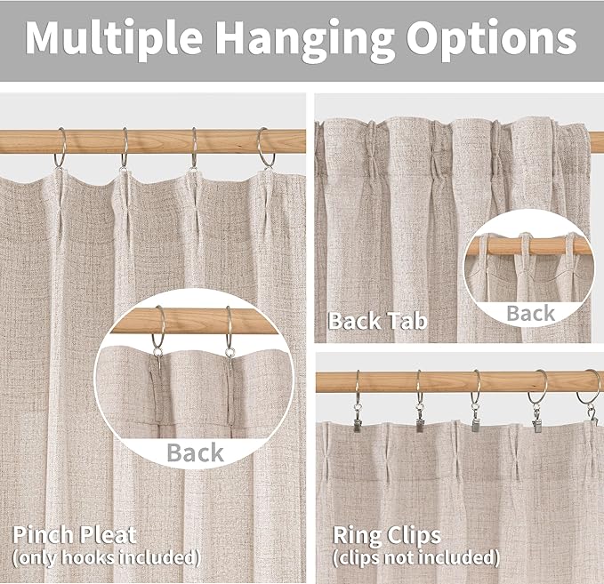 YoungsTex Natural Linen Curtains 95 Inches Long 2 Panels - Image 5