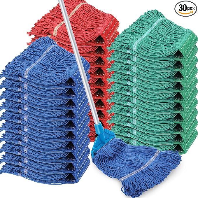 Roshtia 30 Pieces Commercial Mop Head Replacement Floor Cleaning Wet Mop Heads by Roshtia