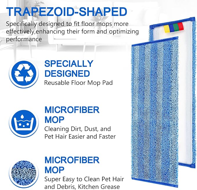 Replacement Microfiber Mop Pad – Universal 17-18" Heavy Duty Reusable Refill – - Image 4