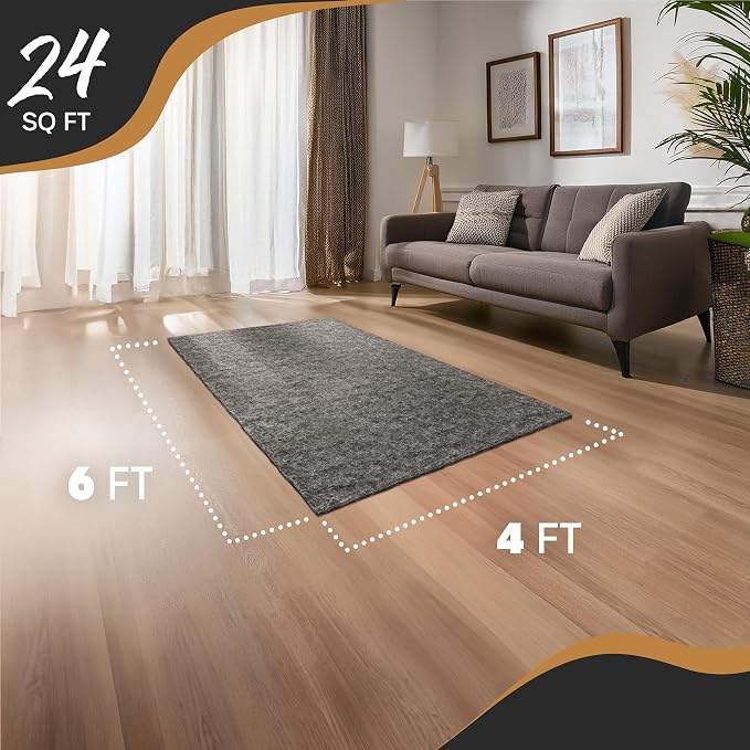 Nevlers 4'x6' Felt TPO Non Slip Rug Pad | 1/4" Thick Anti Slip Rug Grips | - Image 4