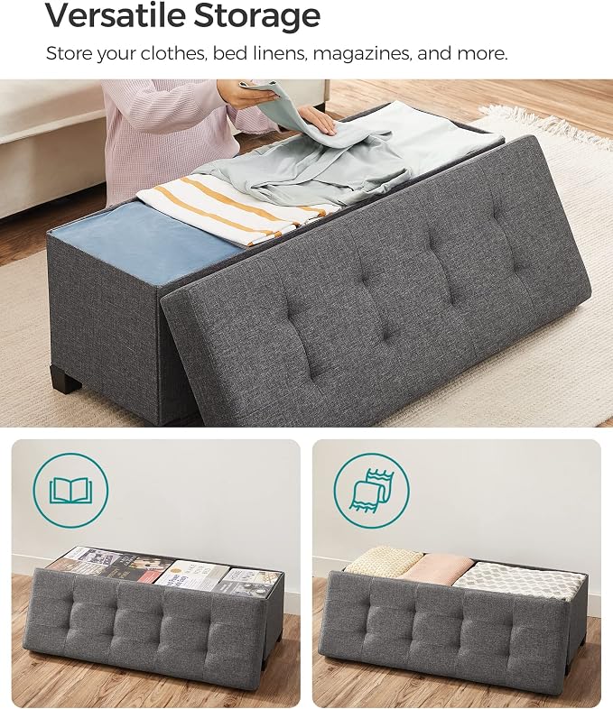 SONGMICS Storage Ottoman Bench, Foldable Foot Rest - Image 9