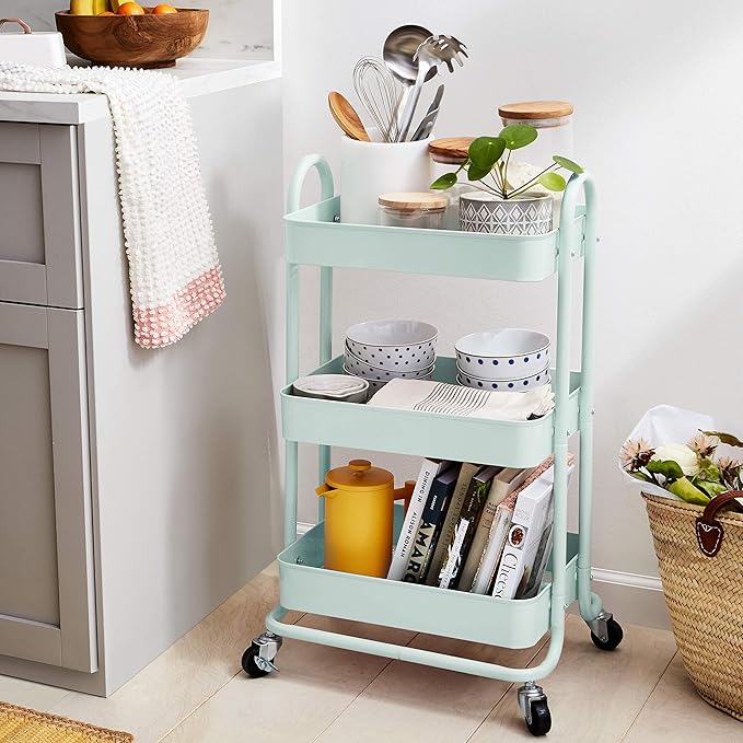 Amazon Basics 3-Tier Metal Rolling Utility or Kitchen Cart - Image 2