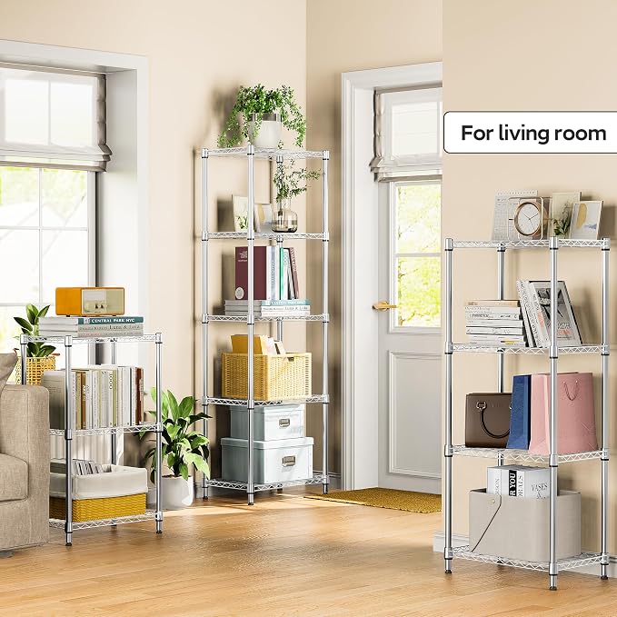 3 Tiers Shelf Metal Storage Shelves Wire Rack Closet Organizers - Image 2