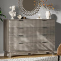 Fluted Dresser with 8 Drawers, Wooden Dresser TV Stand, Modern Closet Clothes by Xixini