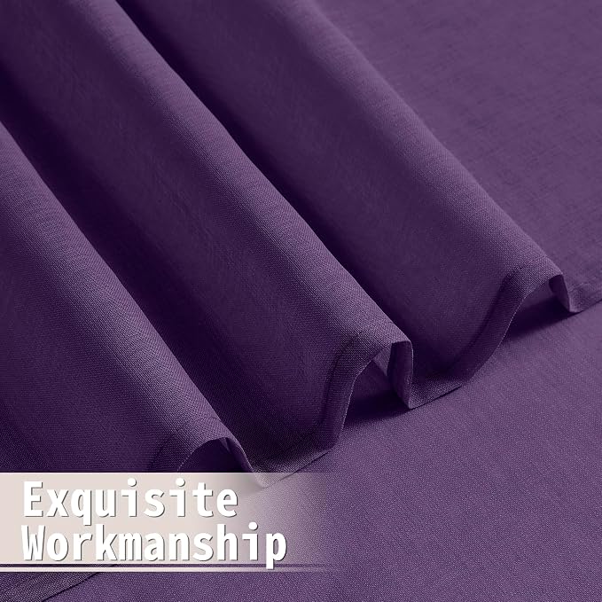 Tollpiz Sheer Door Curtains Closet Linen Textured Curtain Sheers Doorway Light - Image 8