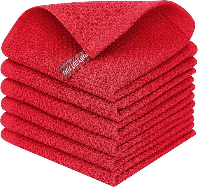 Homaxy 100% Cotton Waffle Weave Kitchen Dish Cloths, Ultra Soft Absorbent Quick by Homaxy