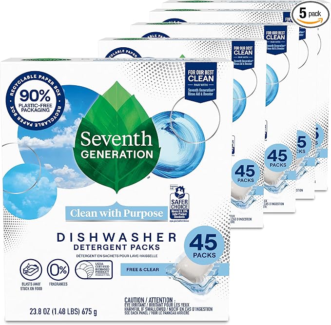 Seventh Generation Dishwasher Detergent Packs Free & Clear Pack of 5 by SeventhGeneration