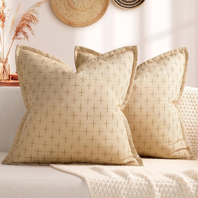 ZWJD Pillow Covers 16x16 Set of 2 Soft Polyester Textured Pillow Covers by ZWJD