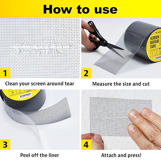 Black Window Screen Repair Tape, 2 in X 8.5 FT, Screen Repair Kit - Image 7