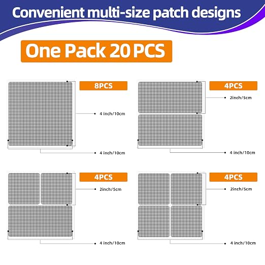 KING MOUNTAIN 20 Sheets Black Window Screen Repair Patches, 4×4 in Window - Image 4