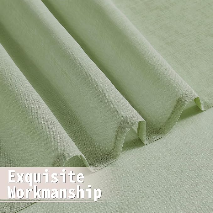 Tollpiz Short Sheer Door Curtains Closet Linen Textured Curtains Sheer Doorway - Image 8