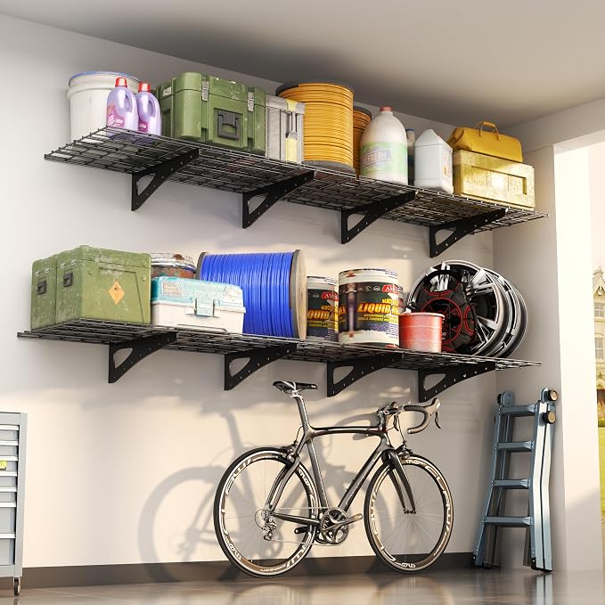 4Pack 2x6ft Garage Shelving Wall Mounted, 2400 Lbs Heavy Duty Garage Wall - Image 2