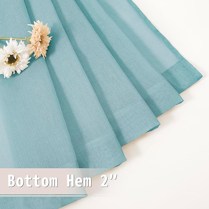 Tollpiz Short Sheer Door Curtains Closet Linen Textured Curtains Sheer Doorway - Image 7