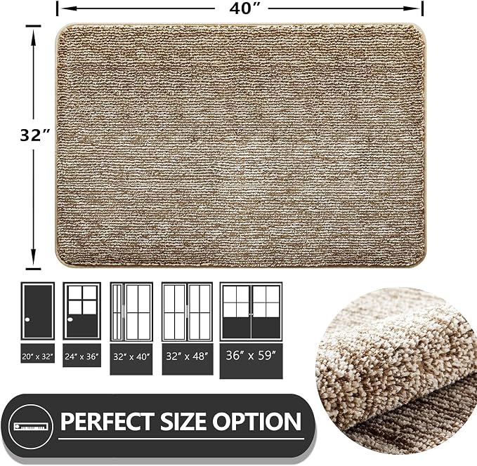 REFETONE Indoor Doormat, Front Door Mat 32"x40" Absorbent Rubber Backing Non - Image 2