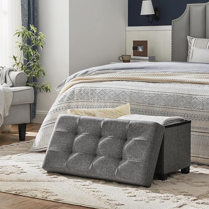 SONGMICS Storage Ottoman Bench, Foldable Foot Rest - Image 2
