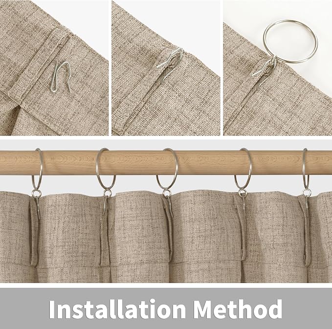 YoungsTex Oatmeal Linen Curtains 36 Inch Length - Image 7