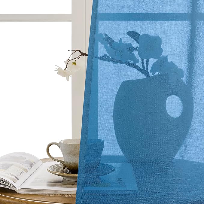 Tollpiz Sheer Door Curtains Closet Linen Textured Curtains Sheer Doorway Light - Image 9
